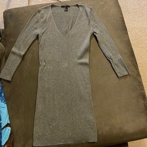 Grey v-neck sweater dress